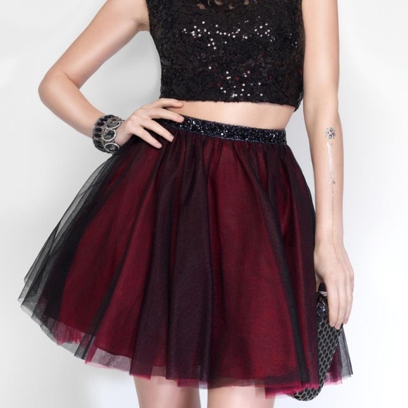 Alyce Paris Homecoming Beaded Sequined Waist Full Tulle Skirt Fairy whimsy goth - Picture 1 of 14